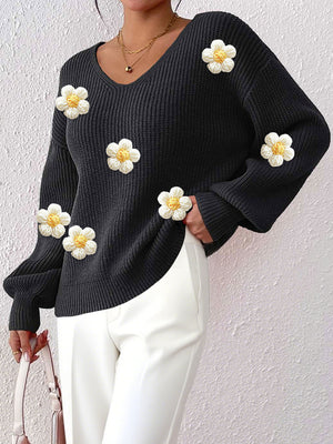 v-neck sweater in Khaki with ribbed and hip-length