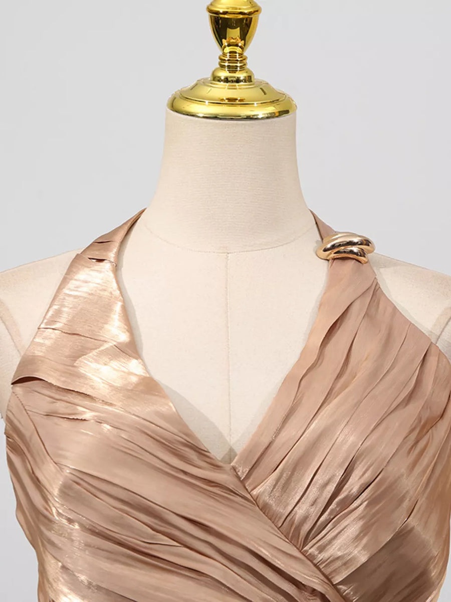 Halter Neck Ruched Maxi Dress option 6