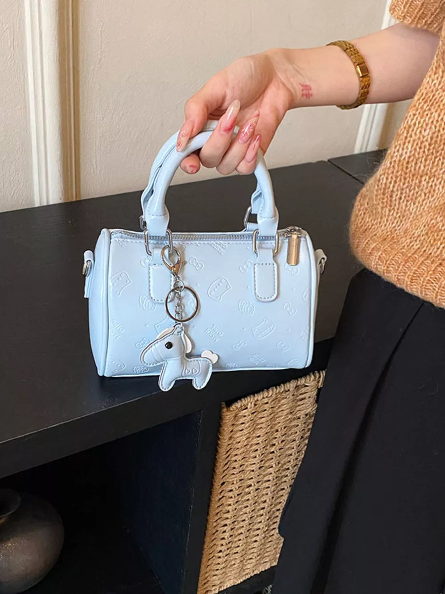 Pink Purple Top Handle Crossbody Bag