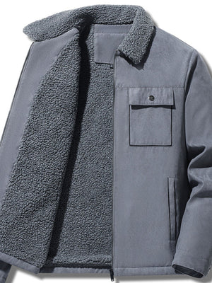 Black regular utility jacket with collared