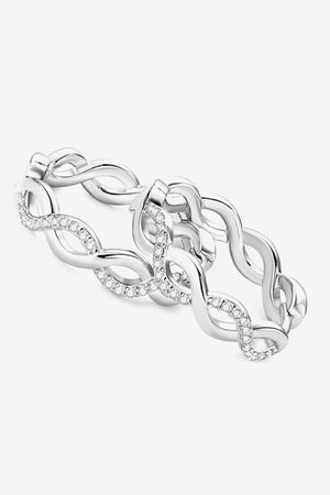 Silver braided pavé hoop earrings with sparkling stones
