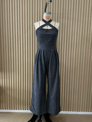 jumpsuit in Black with striped and pocketed