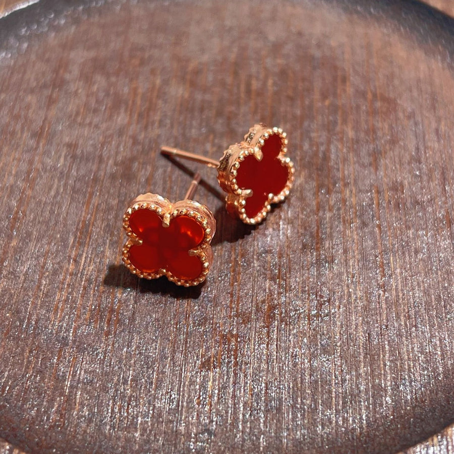 18K Gold-Plated,925 sterling silver,Agate Care instructions: Avoid wearing durin earrings in Red with straight silhouette