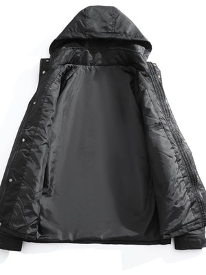 streetwear windbreaker in Black with hooded