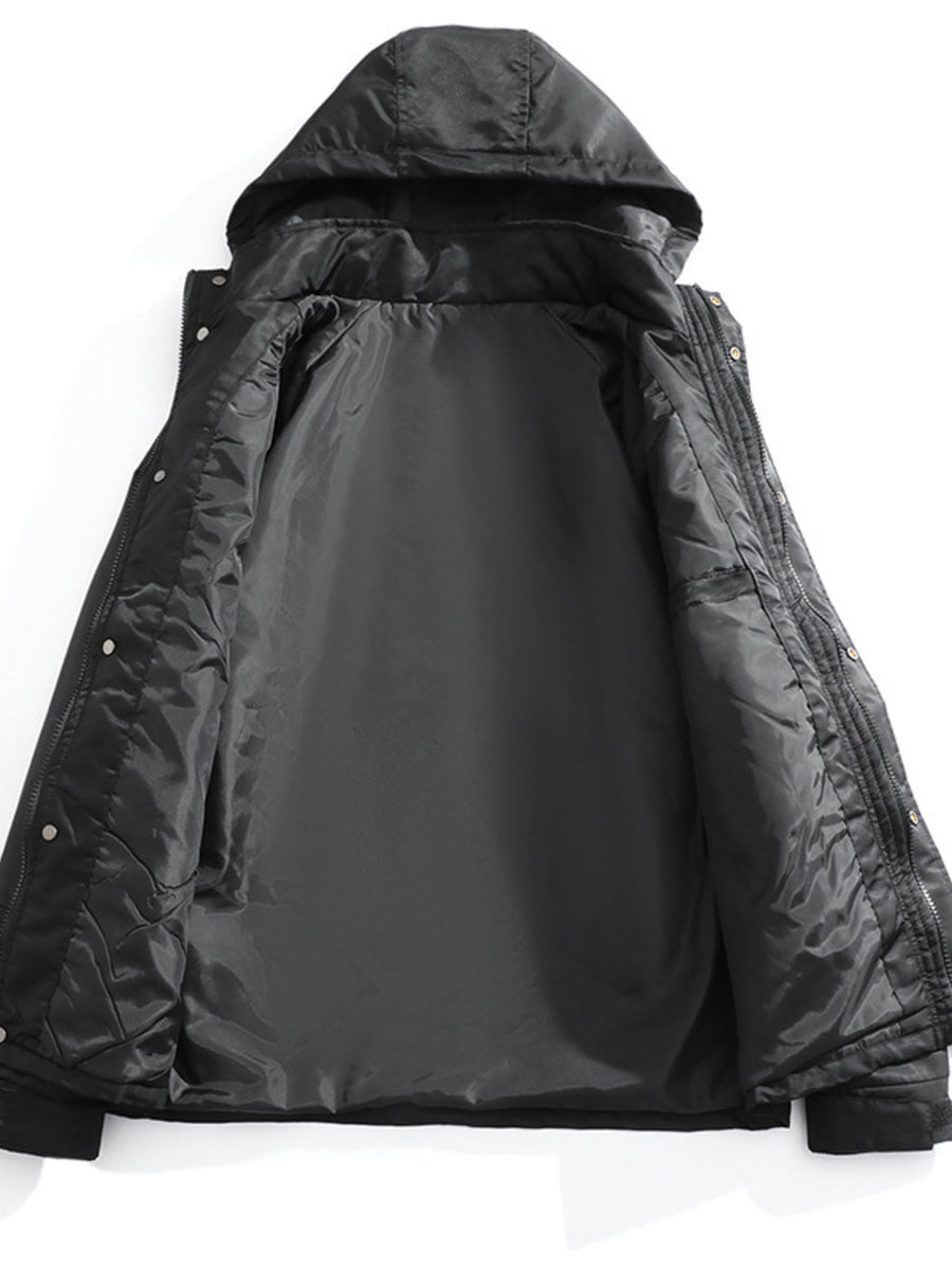 streetwear windbreaker in Black with hooded