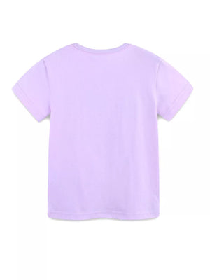 Lavender cotton toddler t-shirt with short sleeves and crew neck.