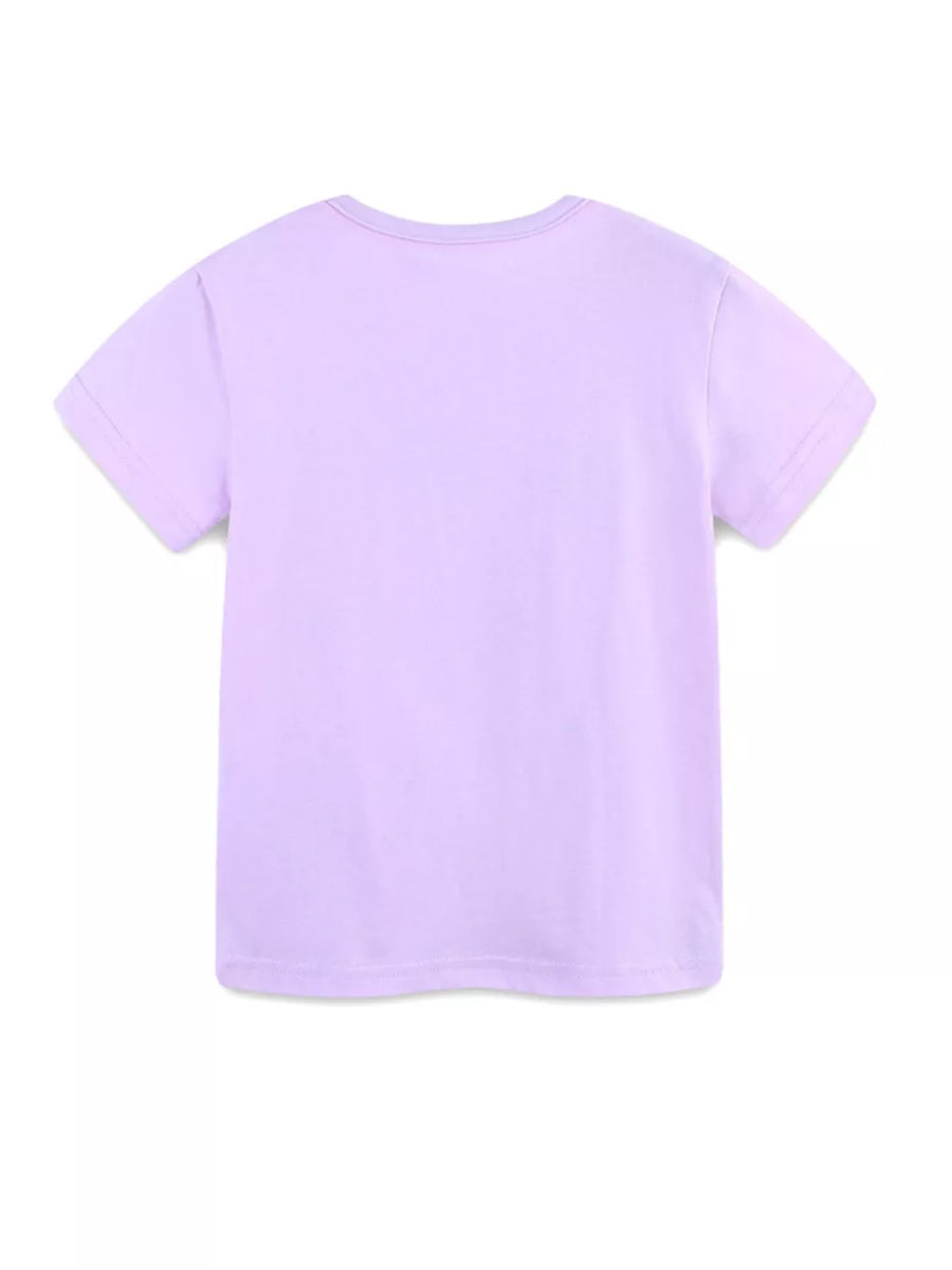Lavender cotton toddler t-shirt with short sleeves and crew neck.