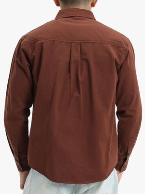 classic button-down shirt in Apricot with collared
