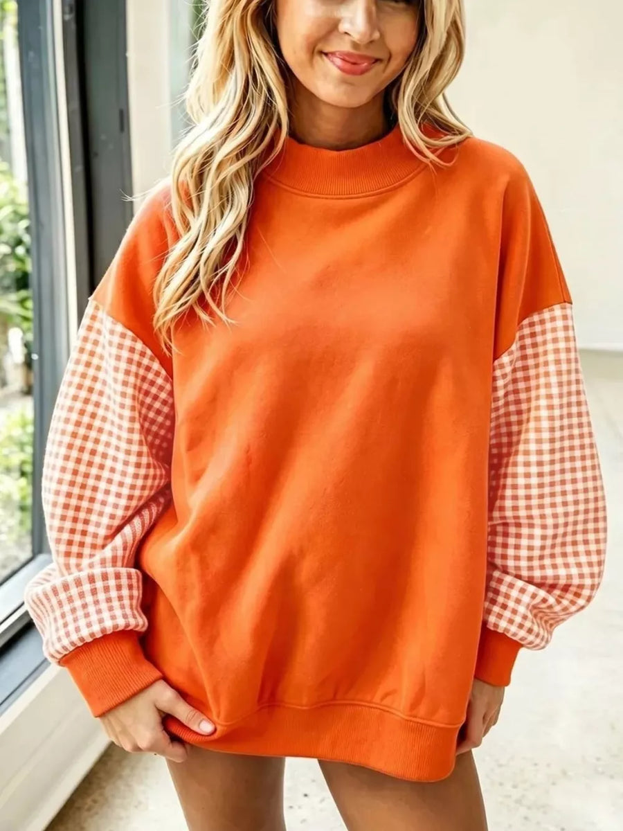 sweatshirt in Orange with ribbed cuffs and hip-length