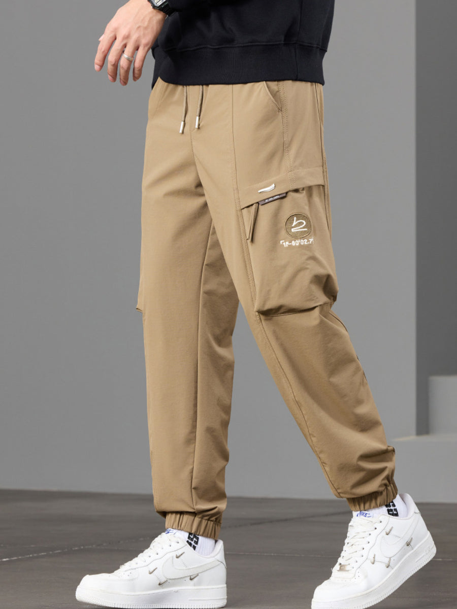 joggers in tan with pocketed and full-length