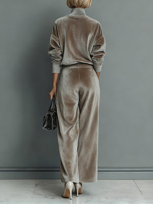 100% polyester Care instructions: Machine wash cold matching set in Khaki with relaxed silhouette