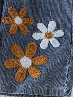 Children's Round Neck Top And Flower Jeans Set option 5