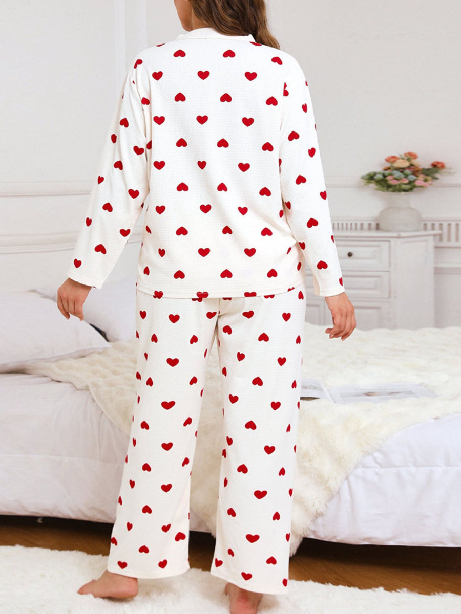 100% polyester Care instructions: Machine wash cold pajama set in Red with relaxed silhouette