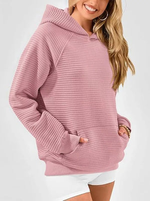 Navy Blue pullover hoodie with hip-length and pullover