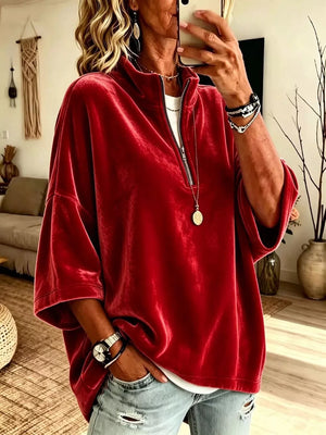 sweatshirt in Yellow with mock neck and elbow sleeve