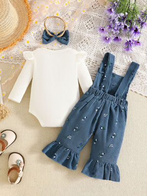 cottagecore overalls in white with round neck