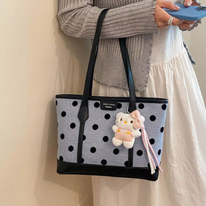 handbag featuring polka dot in light gray with PU Leather Imported Size &amp texture
