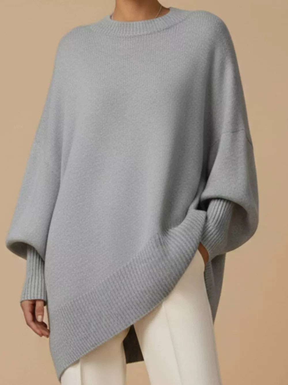 classic pullover sweater in Pink with crew neck