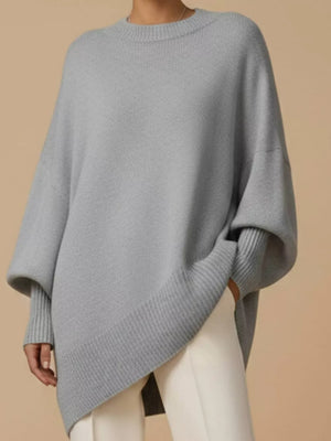 classic pullover sweater in Pink with crew neck