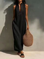 Sleeveless Maxi Dress With Pockets in Orange