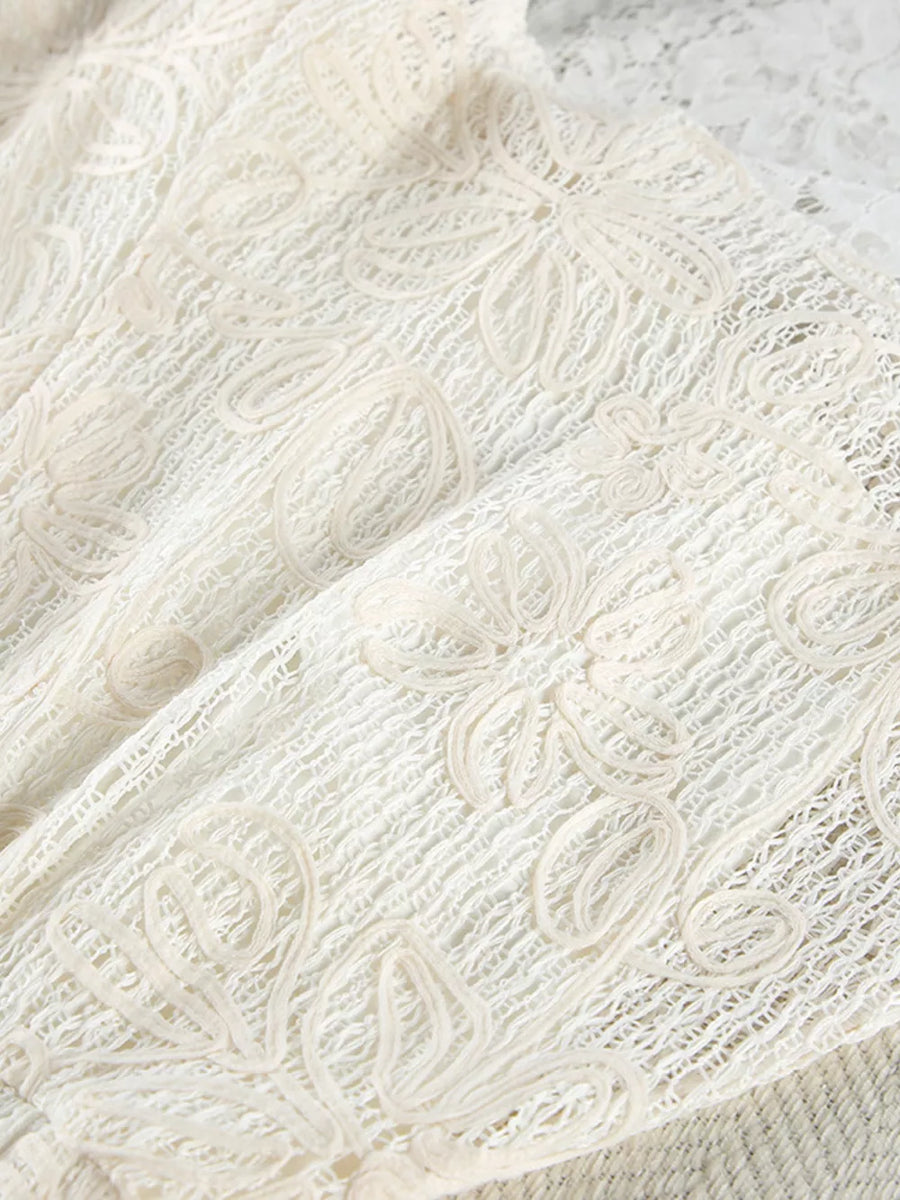 lounge set in Taupe with lace and cropped