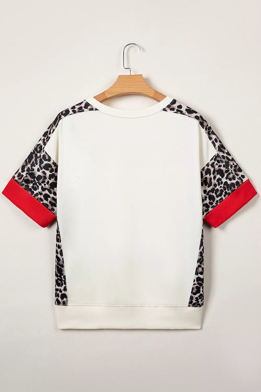 Leopard Patchwork Uneven Hem Short Sleeve Top option 3