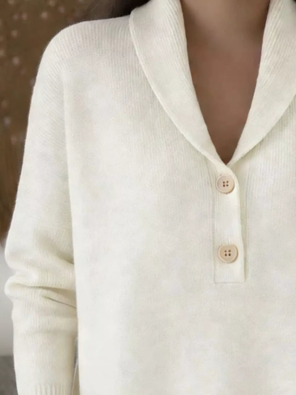 Light Blue Button Detail Long Sleeve Sweater