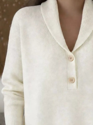 Light Blue Button Detail Long Sleeve Sweater