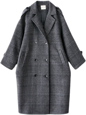Gray overcoat with midi and double-breasted