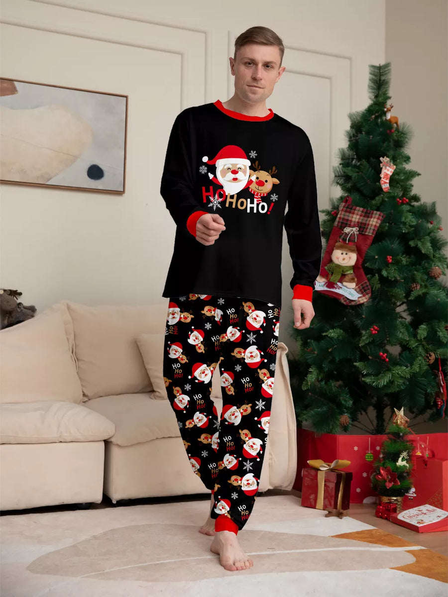 black pajama set with long sleeve and long sleeve