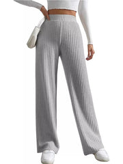 wide-leg pants featuring ribbed in Beige with 100% polyester Care instructions: Machine wash cold texture