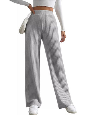 wide-leg pants featuring ribbed in Beige with 100% polyester Care instructions: Machine wash cold texture