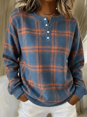 teal sweatshirt with plaid and henley