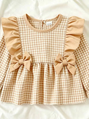 Children's Ruffled Plaid Top And Pants Set option 8