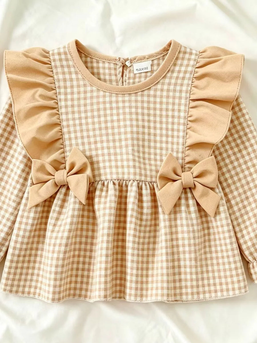 Children's Ruffled Plaid Top And Pants Set option 8