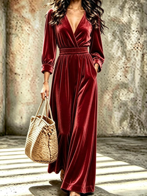 100% polyester Care instructions: Machine wash cold jumpsuit in Dark Green with relaxed silhouette