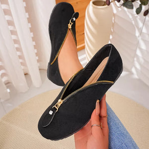 flats in camel with zipper detail and not applicable