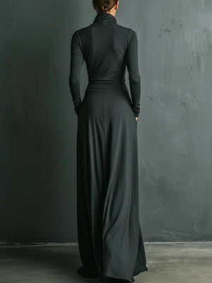 100% polyester Care instructions: Machine wash cold maxi dress in Navy Blue with relaxed silhouette