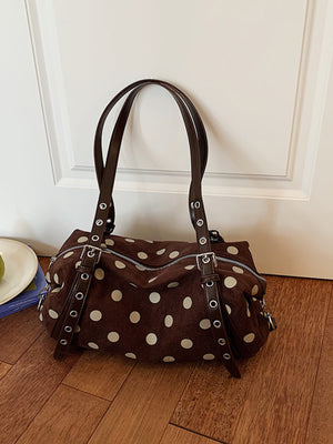 shoulder bag featuring polka dot in ivory with Suede Imported Size &amp texture