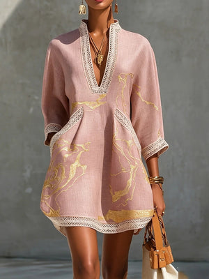 mini dress featuring abstract-print in Pink with Polyester 95%, Spandex &amp texture