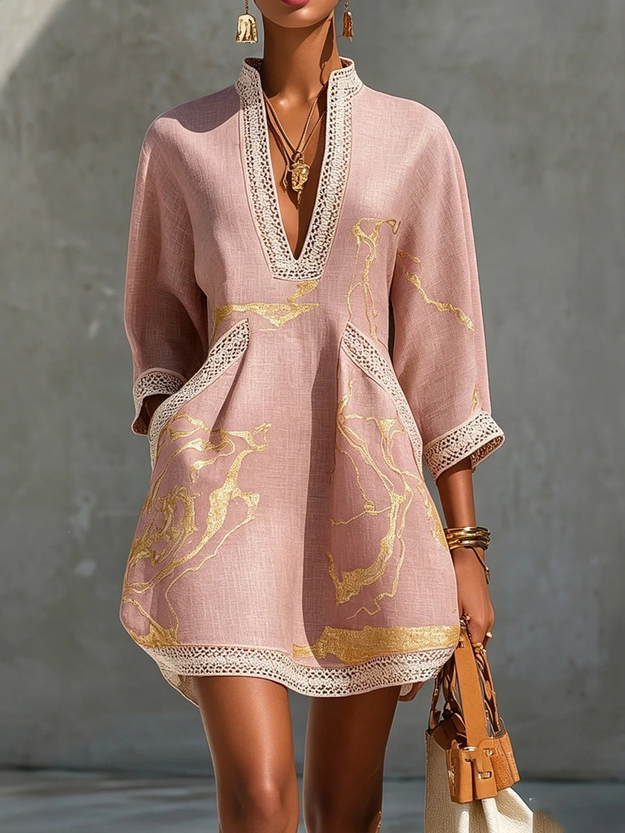 mini dress featuring abstract-print in Pink with Polyester 95%, Spandex &amp texture