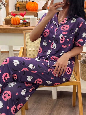pajama set in Orange with two-piece and hip-length