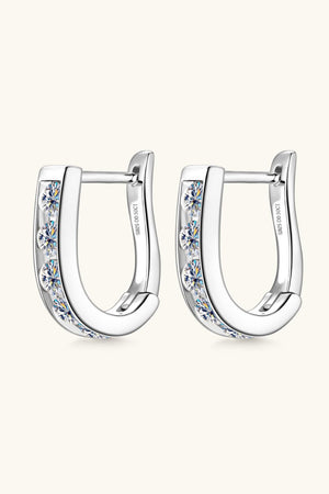 Silver pavé hoop earrings with clear cubic zirconia stones