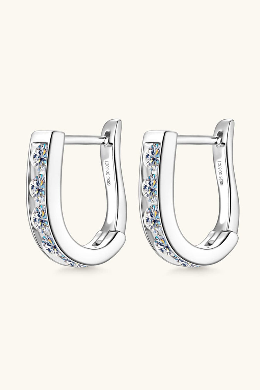Silver pavé hoop earrings with clear cubic zirconia stones