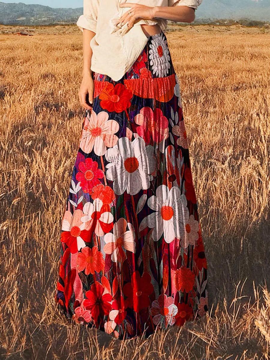 maxi skirt in white with tiered and maxi