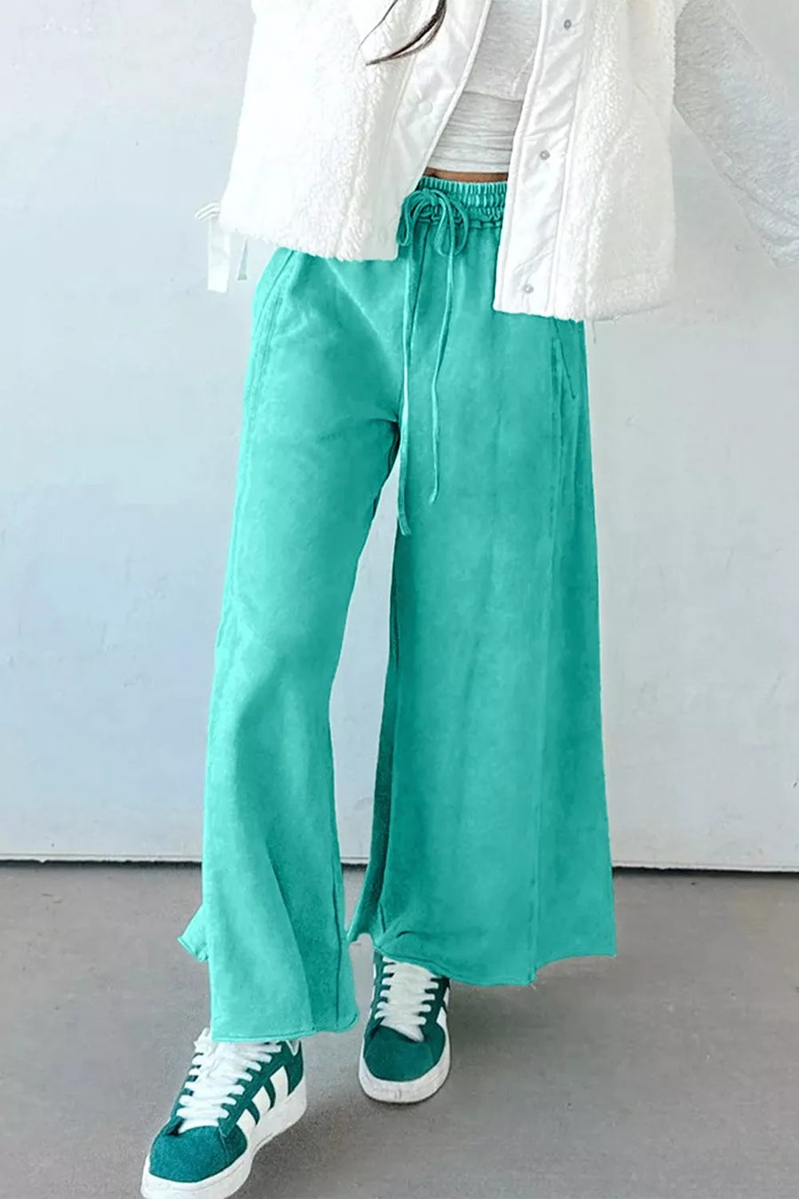 100% cotton Care instructions: Machine wash cold wide-leg pants in Turquoise with wide-leg silhouette