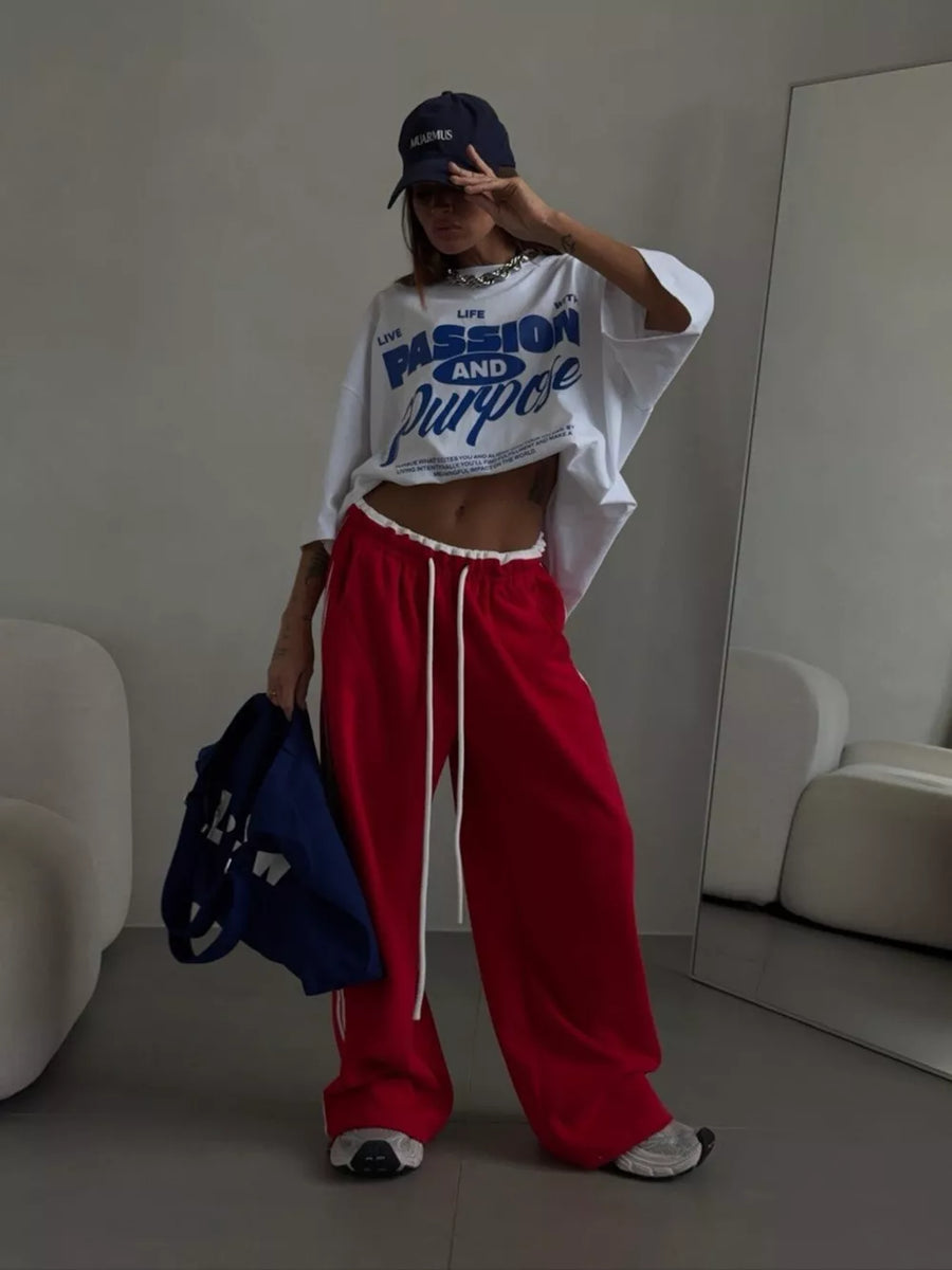 sweatpants in Green with drawstring and full-length