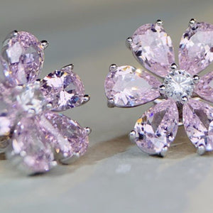 earrings in Blush Pink with floral and zircon stones