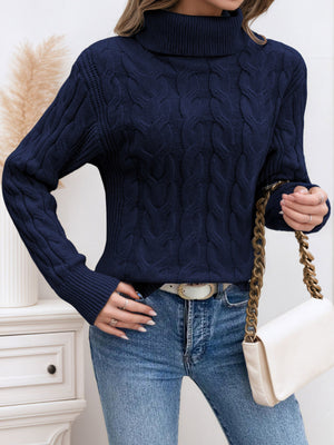 turtleneck sweater featuring cable knit in Light Green with 100% polyester Care instructions: Machine wash cold texture