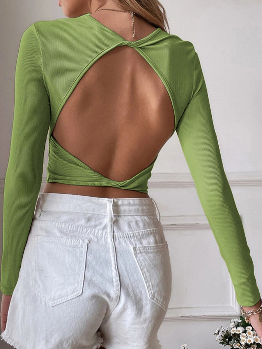 crop top in Burgundy with backless and cropped